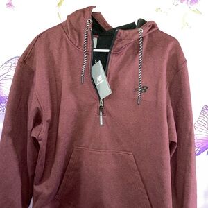 New Balance Men's Maroon Half-Zip Hoodie Sweatshirt